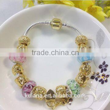 New Stock Fashion Jewelry Alloy Material Glass Beads DIY Charm Christmas Bracelet