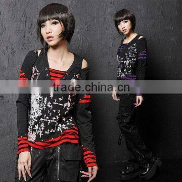 GLP Punk Style Black & Red Striped Jumper Medium Goth Punk Emo 71139