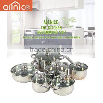 SS201 induction cheap price cooking pot wholesale stainless steel 12 pcs cookware set