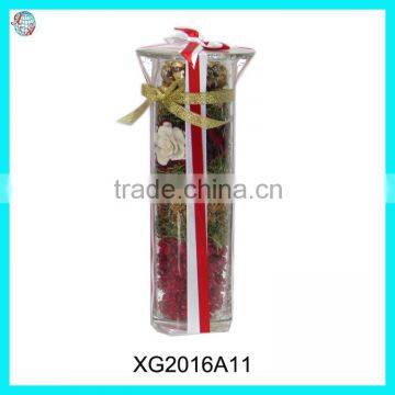 Red Decoration Flower In Glass Vase