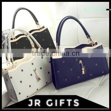 Factory Price Printed PU Blue Shoulder Bag