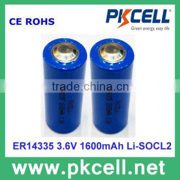 Manufacturer OEM PKCELL 3.6V ER14335 1600mAh Li-SOCL2 Li-ion Battery