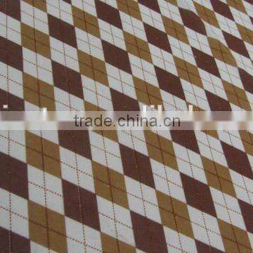 Mickey Mouse Knit Coffee Diamond Checks on White Polyester Milk Fiber Spandex Print Italy Fabric photo-5