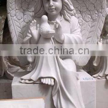 Cherub Angel Statue For Garden Marble Stone Hand Sculpture Carving For Church