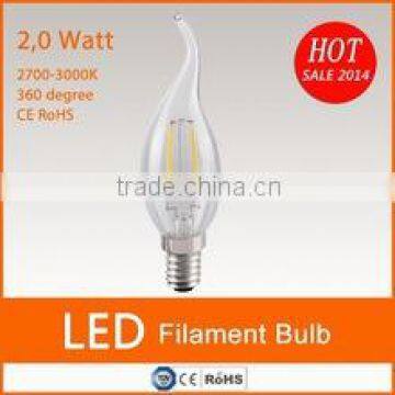 Full glass 400lm 4W E14 led filament candle bulb