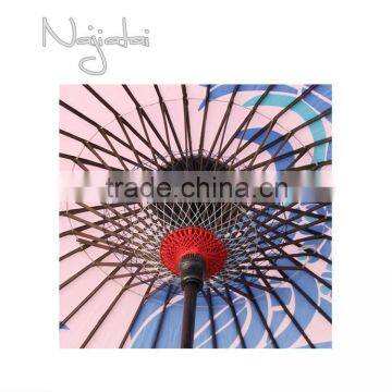 Peacock Pink Background Hand Painted Handmade Japanese Paper Umbrella photo-4