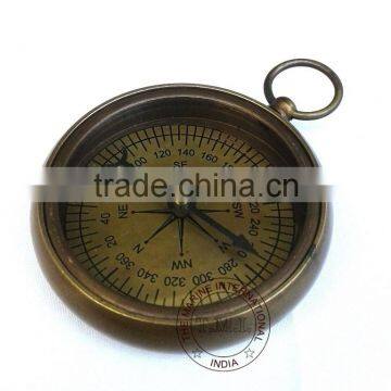 ANTIQUE POCKET COMPASS - BRASS FLAT COMPASS - NAUTICAL ANTIQUE COMPASS photo-2