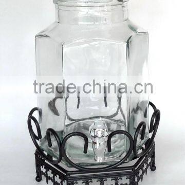 Clear wine glass jar with metal rack (CCP798)