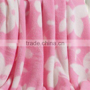 pink flower printed thicken blanket for picnic