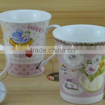 14OZ sweety dessert cake fully decal printed ceramic mug, shiny surface new bone china coffee cup, KL5001-10691