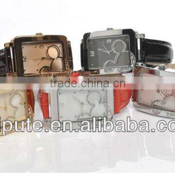 2013 new top colorful leather strap wrist lady watch with pc movt ladeis watches