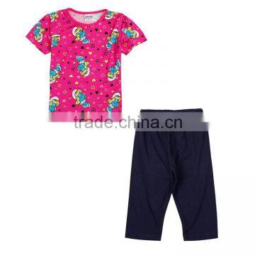 (KM6425)24m-6y fuchsia NOVA baby girl sleepwears 2015 summer cotton heart-shaped sleepwears child wholesale clothing PROMOTION