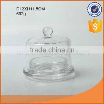 whole sale D12cm clear round glass dish with glass cover
