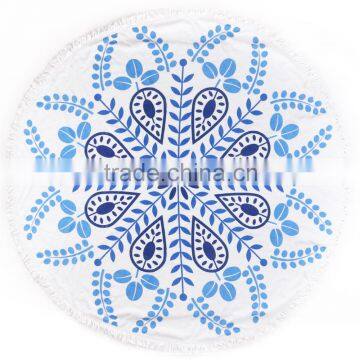 Australia Popular 100% Cotton Printed Round Beach Towel with Tassels