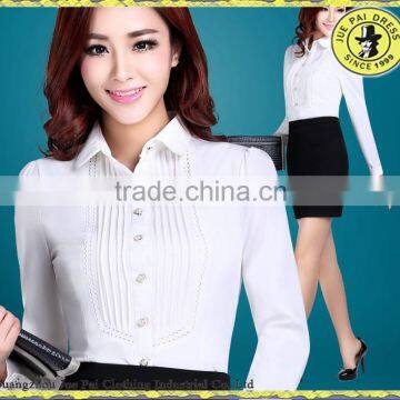 Spring and Autumn long-sleeved shirt white collar shirt lady casual occupation shirts