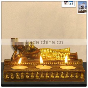 Golden color sheeping buddha candle holder ,resin tealight candle holders