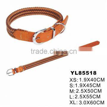 Braided Pattern Handmade Leather Dog Collar