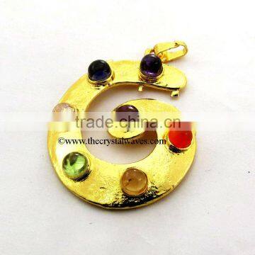 G Shape Chakra Gold Plated Metal Pendant