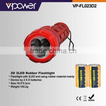 2D 3LED Rubber Flashlight