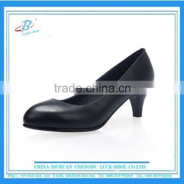 Classic round toe middle high heel offce lady work shoes