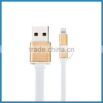 New Arrival High Speed 2 in 1 Flat Noodle USB Date Cable For IOS 8 Pin & Android photo-2