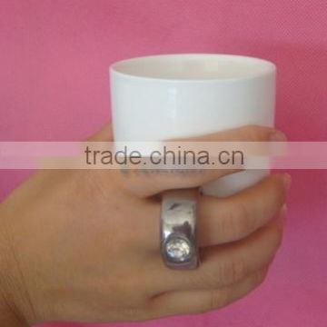 ring mug,ceramic mugs,ring cup,gift cup,Porcelain Mug with Ring