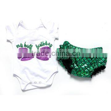 2016 happy new fashion summer organic cotton mermaid romper bloomer sets carters baby clothing                        
                                                Quality Choice