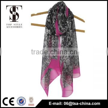 Lady Silk Scarf Colorful Ring Flower Pattern Print Shawls Scarf