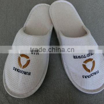 embroidered fashion waffle eva hotel memory foam slippers