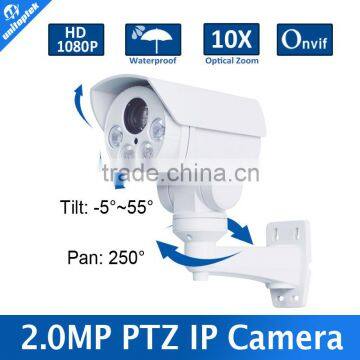 Outdoor PTZ IP Camera POE Onvif With 2MP 10 X Optical Zoom Motorized Lens Support Anbarella A5S,night vision ir 80m,Built-in SD