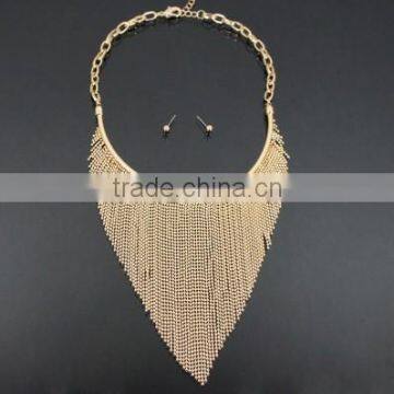 Chain Fringe Fashion Bib Necklace Set