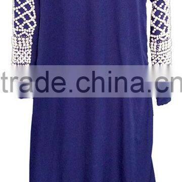 Hand sewn beaded Abaya in crepe or georgette or eco friendly bamboo woven fabric in latest design