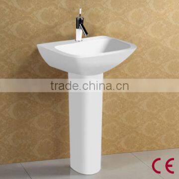 White Ceramic Freestanding CE Pedestal Basin