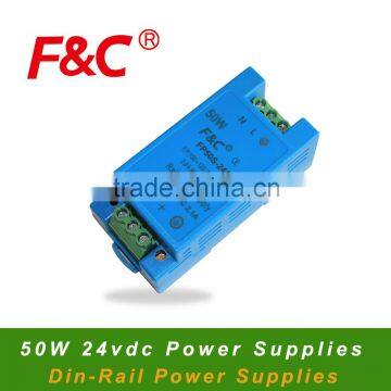 F&C FP50S-24S 50W 24Vdc Voltage Switch Power Supplies, 100VAC~120VAC Or 200VAC~240VAC input, Din-Rail Power Supply