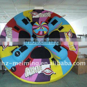 Round Shape PVC Inflatable Towable Nylon Cover Ski Tube