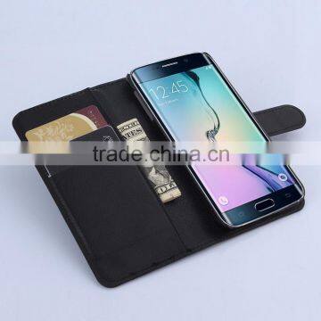 Factory Price Lichee Leather Pouch Wallet Case Folio Stand Cover Case for Samsung GALAXY S6 Edge photo-3