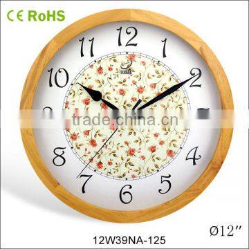 2015 oriental style wood wall clock decoration(12W39NA-125)