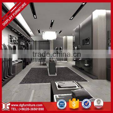 Attactive wood and stainless steel retail clothes shop design