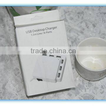 Family-sized 6 usb port smart power socket for home,travel and office.