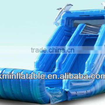 Marble blue dolphin inflatable water slide