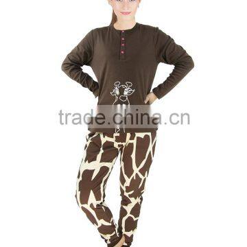 Kevince women interlock pyjamas knitting clothing pajama girraffe 1000pcs up OEM factory directly