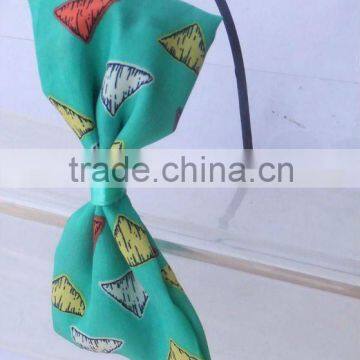Beautiful Colorful Triangle Printed Fabric Bow Hairbands