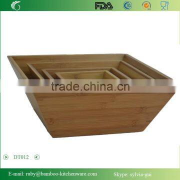 DT012/Natural Living Family Set Bamboo Wood Square Inlay Salad Party Bowl photo-3