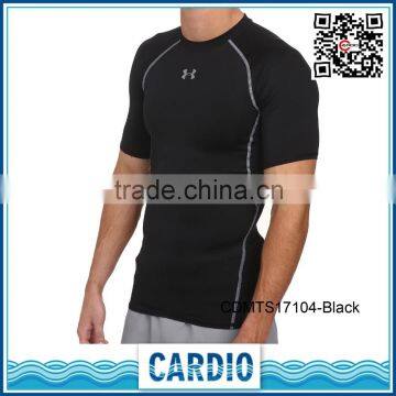 2017 Men Crew neck second skin T-Shirt UPF 30+ adult sport running T-Shirt