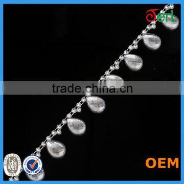 Wholesale Teardrop Crystal Rhinestone Trim Transparent Plastic Base Crystal Rhinestone Trim Shiny Rhinestone Banding Trim