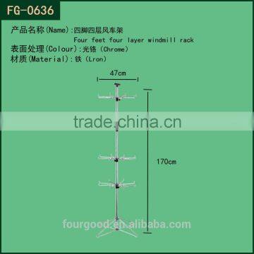 shop fitting metal four tier rotating display rack