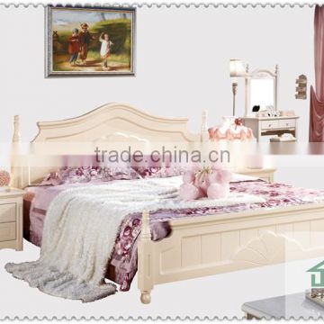 New arrival white bed HA-825# indian wood double bed designs pictures of bed in wood 1.8m wooden bed models