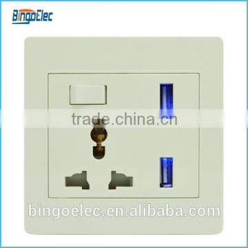 UK13A 3pin switch socket with double USB socket