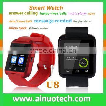 u8 smart watch pedometer men bluetooth watch for android phone