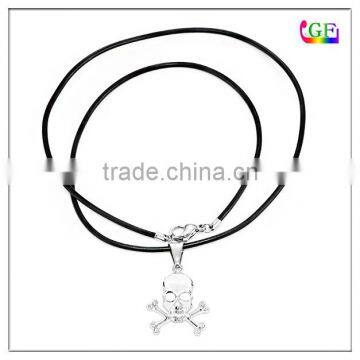 Custom Skull Design Charms Leather Necklace